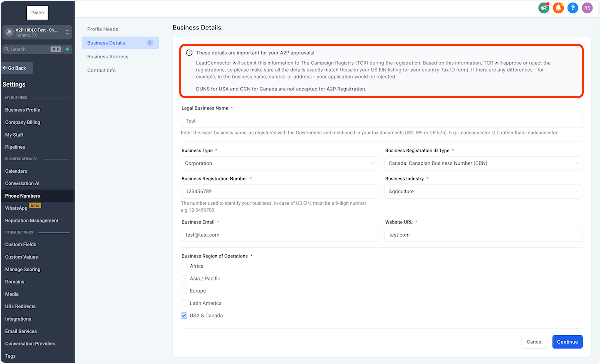 Click on These details are important for your A2P approvals!…