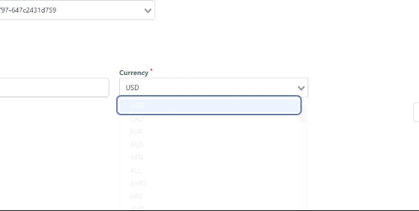 Click on USD